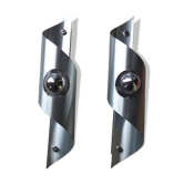 Pair of roller / ufo / space age metal brushed 1970