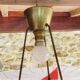 Vintage triangular ceiling light in glass and brass circa 1970s.