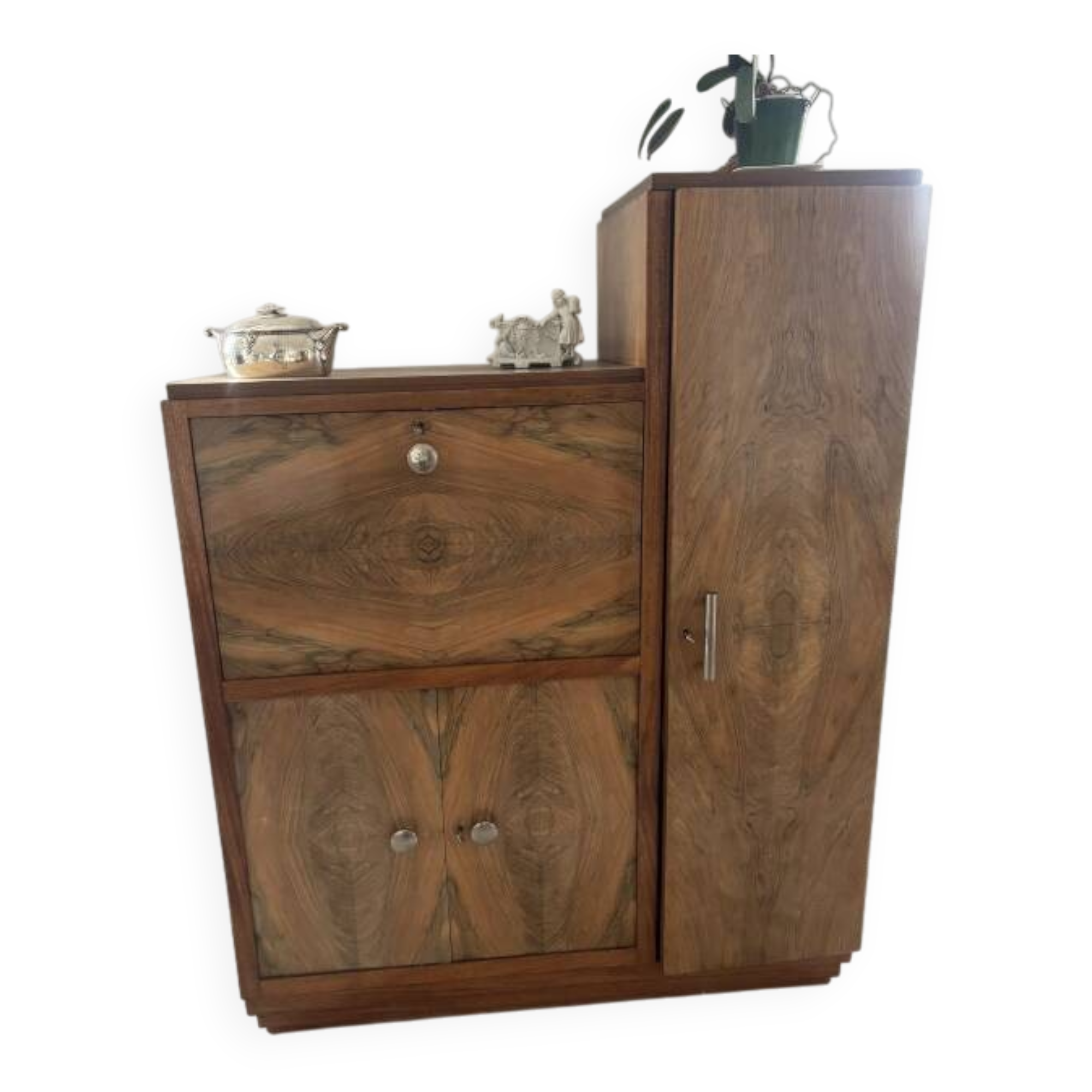 Secrétaire art déco en loupe d'orme - Années 30 - Excellent état