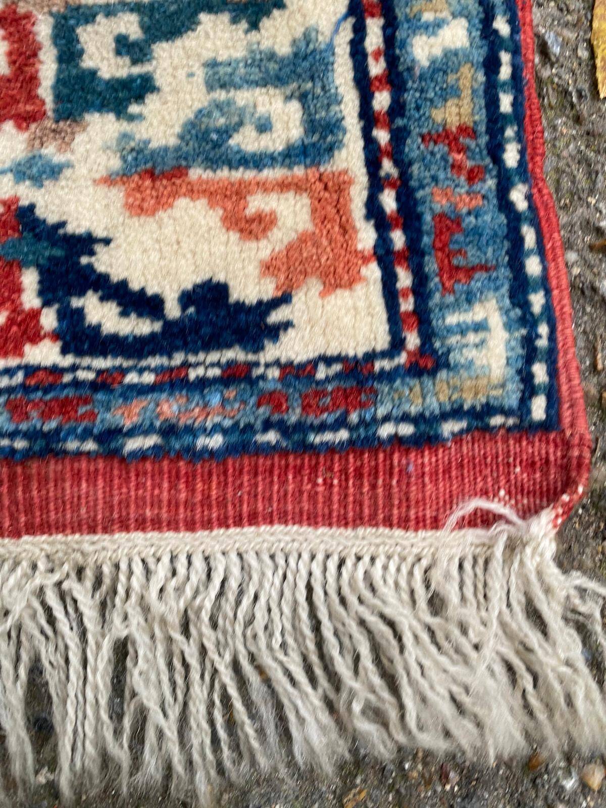 Nemrut square burgundy Persian wool rug, 100x100cm