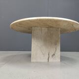 Round travertine coffee table, 1970s