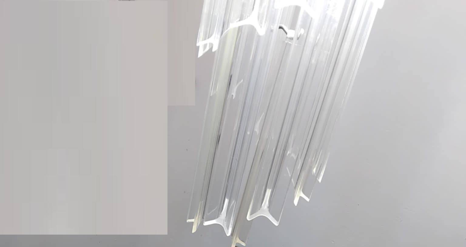 Large spiral chandelier with acrylic crystal trihedrons