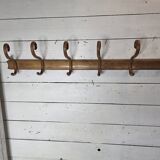 Curved wooden coat rack with 6 hooks