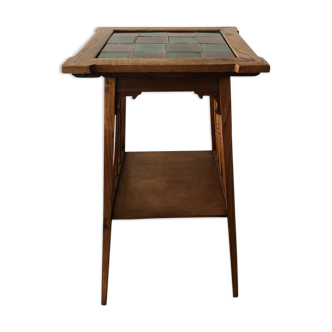 Old solid oak side table