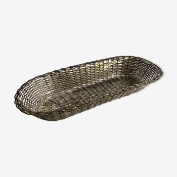 Braided silver metal bread basket