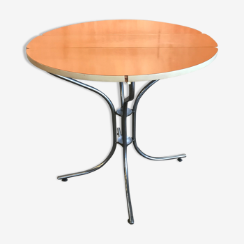 Table à manger ronde à volets formica orange