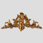 Louis XV Giltwood Ornament with Central Putto and C‑Scrolls, 18th Century
