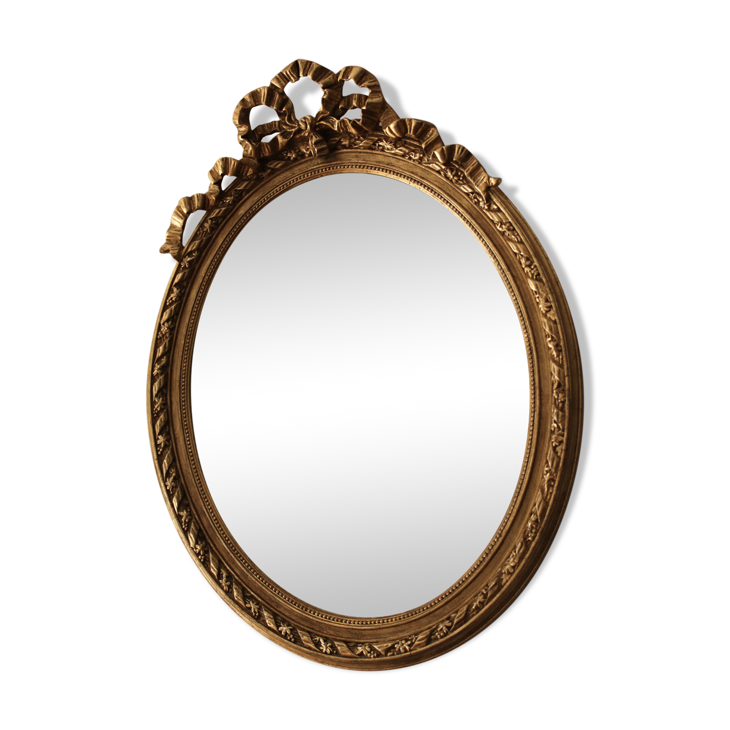 Mirror oval, golden Louis XVI style