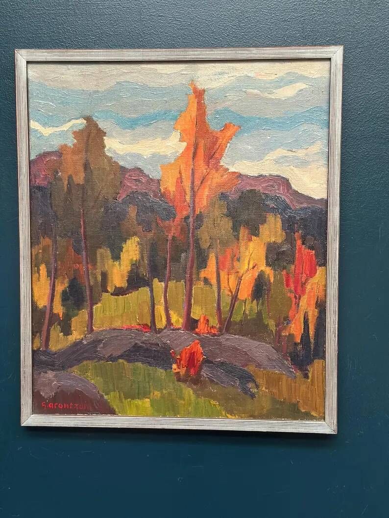 Original Swedish Oil on Canvas – “Orust” by Gösta Arontzon – Signed – Dated 1971 – Vintage & Framed – 58 × 49 cm