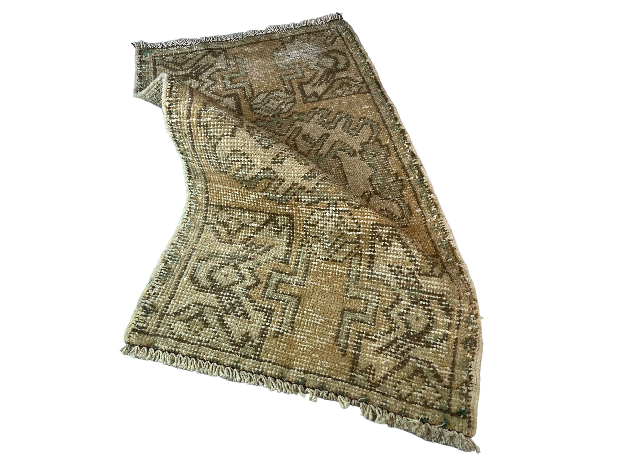 Vintage turkish pastel mini rug 91x 51 cm