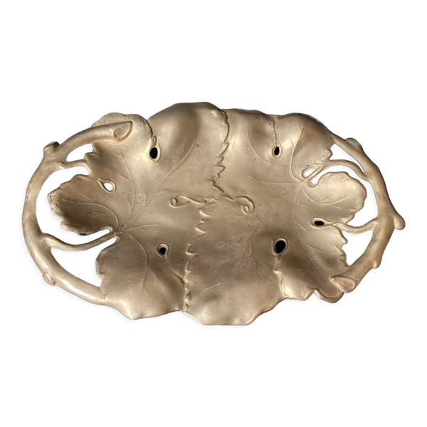 Vide-poches en bronze feuilles de vigne vintage art nouveau