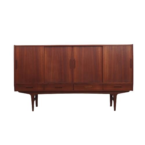 Buffet haut en teck, design danois, années 1960, designer : Børge Seindal, fabricant