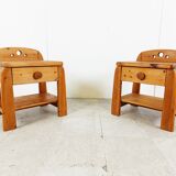 Paire de chevet vintage en pin, années 1960