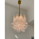 Contemporary Glass "Sella" Chandelier With Gold 24k Metal Fram