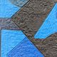 Mid-Century Modern Swedish "Geometric Blue", Vintage Abstract Oil Painting, Framed