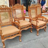Series of 4 chairs in teak English colonies Ceylon circa 1960