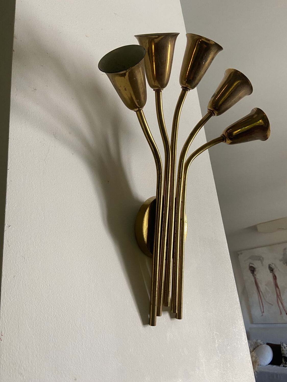 Wall lamp 5 burners brass 50s