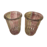 2 antique glass jam jars with ribs