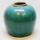 Antique Chinese Ginger Pot 1900 Green Blue Turquoise Enameled Ceramic