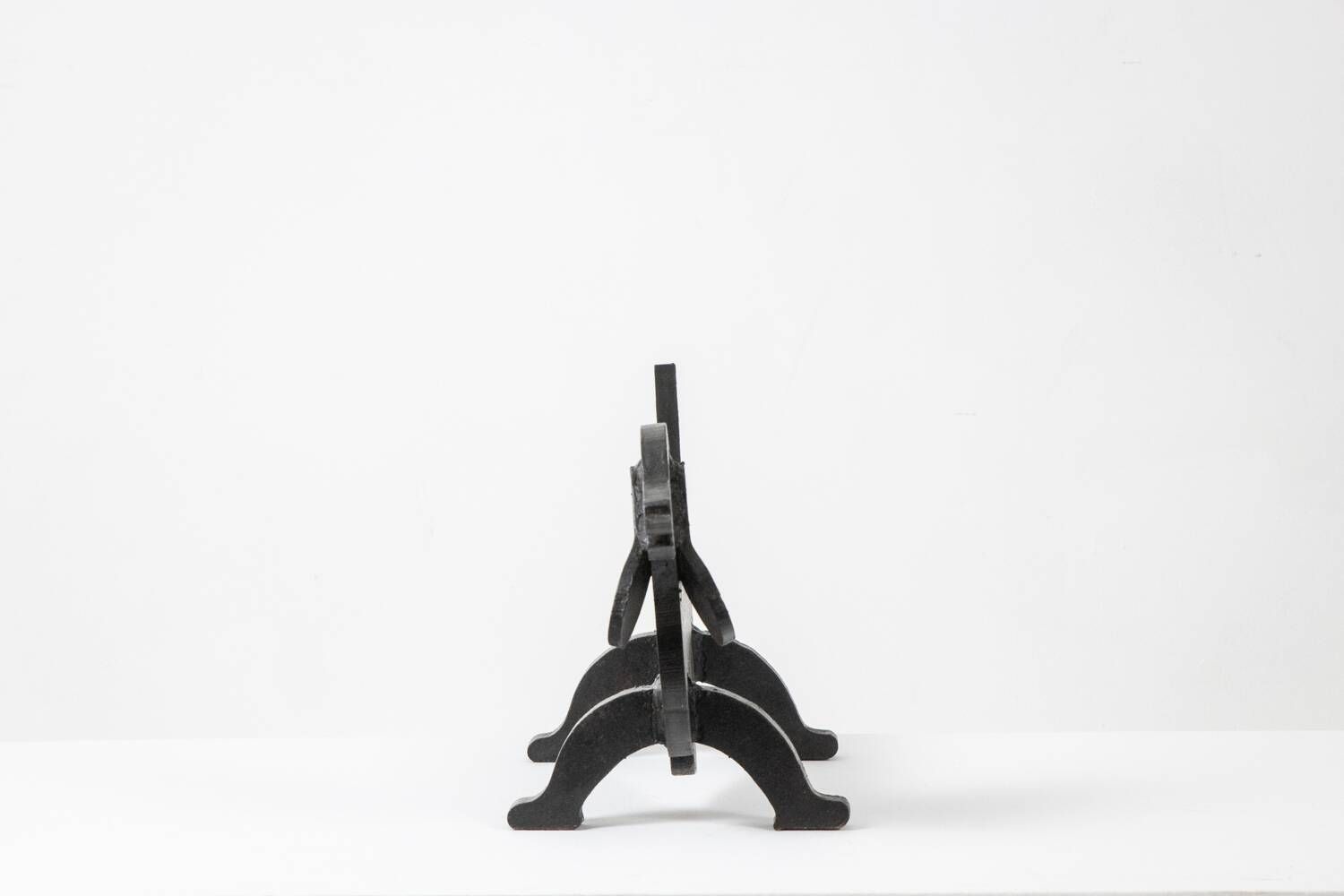 Edouard Shenck. Pair of zoomorphic andirons in wrought iron. 1950s.