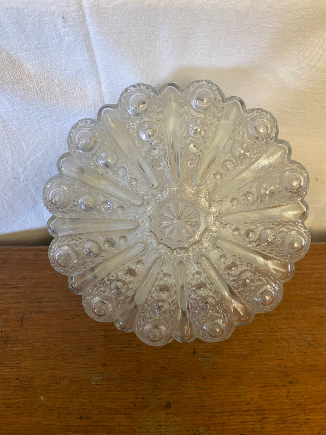 Antique Wall Lamp Ceiling Light Molded Glass + Vintage Black Metal Bracket