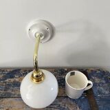 White opaline globe wall lamp