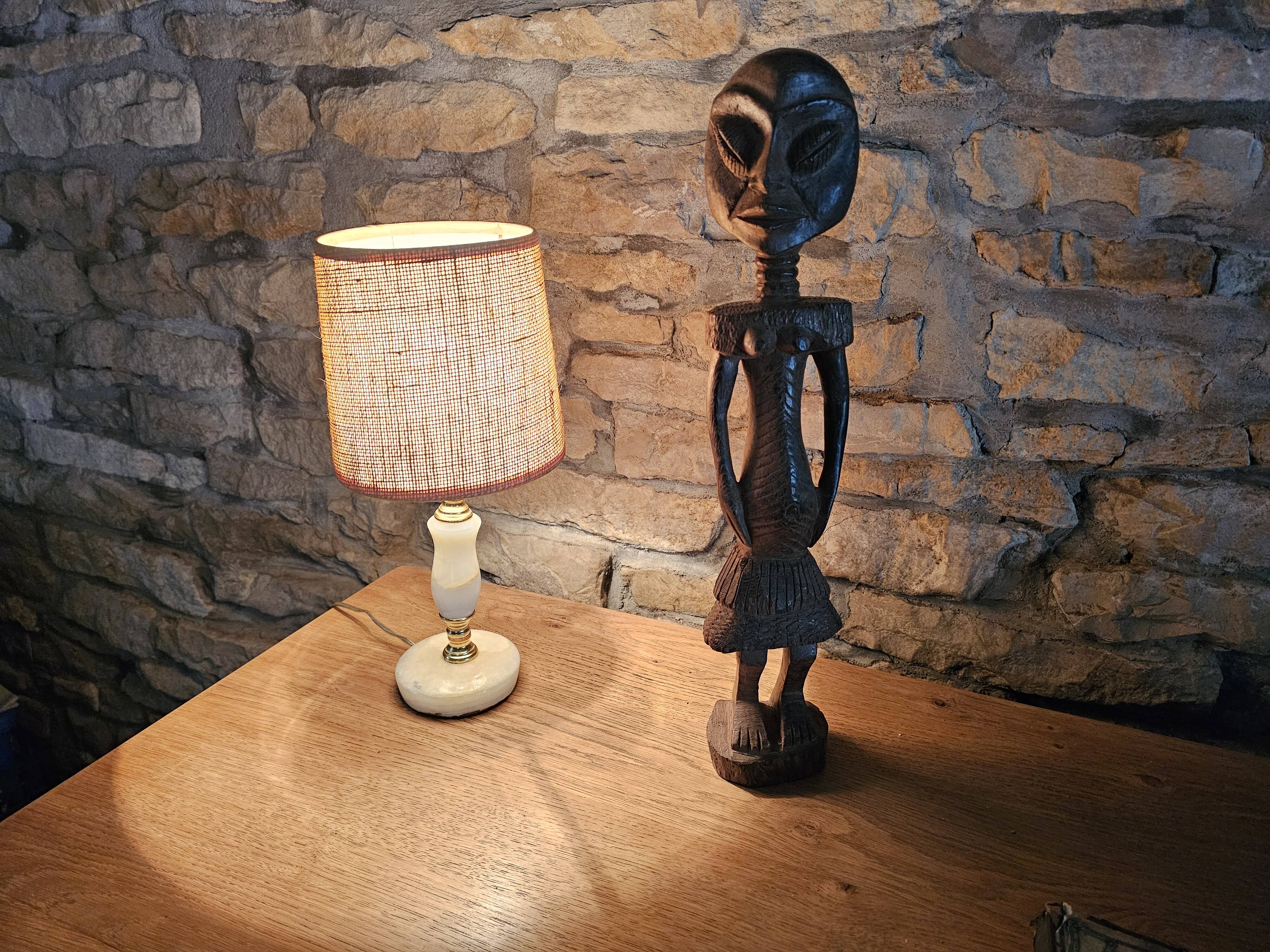 Table lamp with alabaster marble base, vintage 60s.
