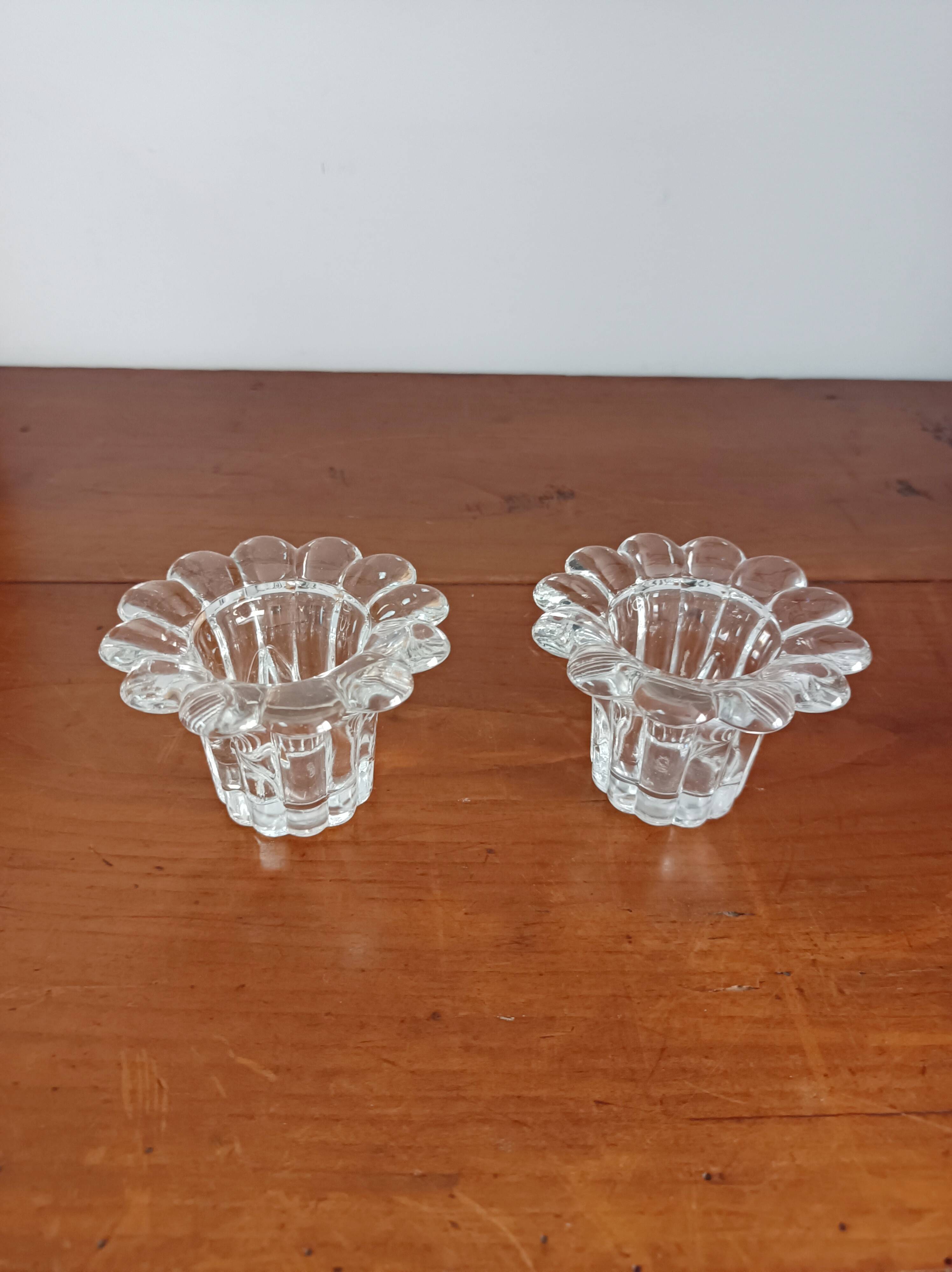 Set of 2 glass candle holders