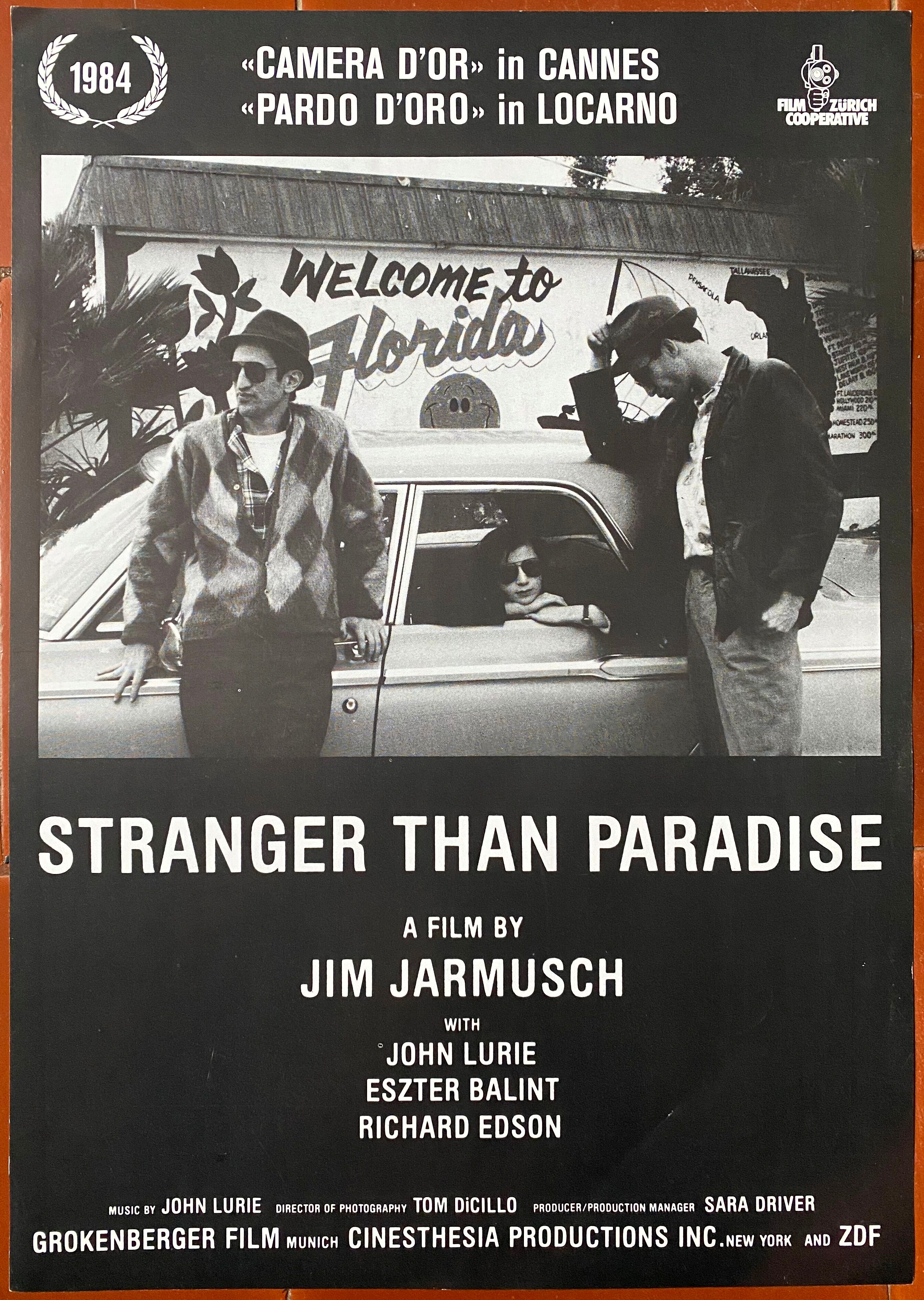Original movie poster "Stranger than paradise" Jim Jarmusch 30x42cm 1984
