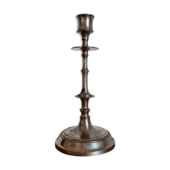 Antique candle holder in silver metal
