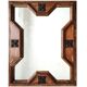 Miroir italien mid-century – cadre en bois patiné et éléments en fer forgé