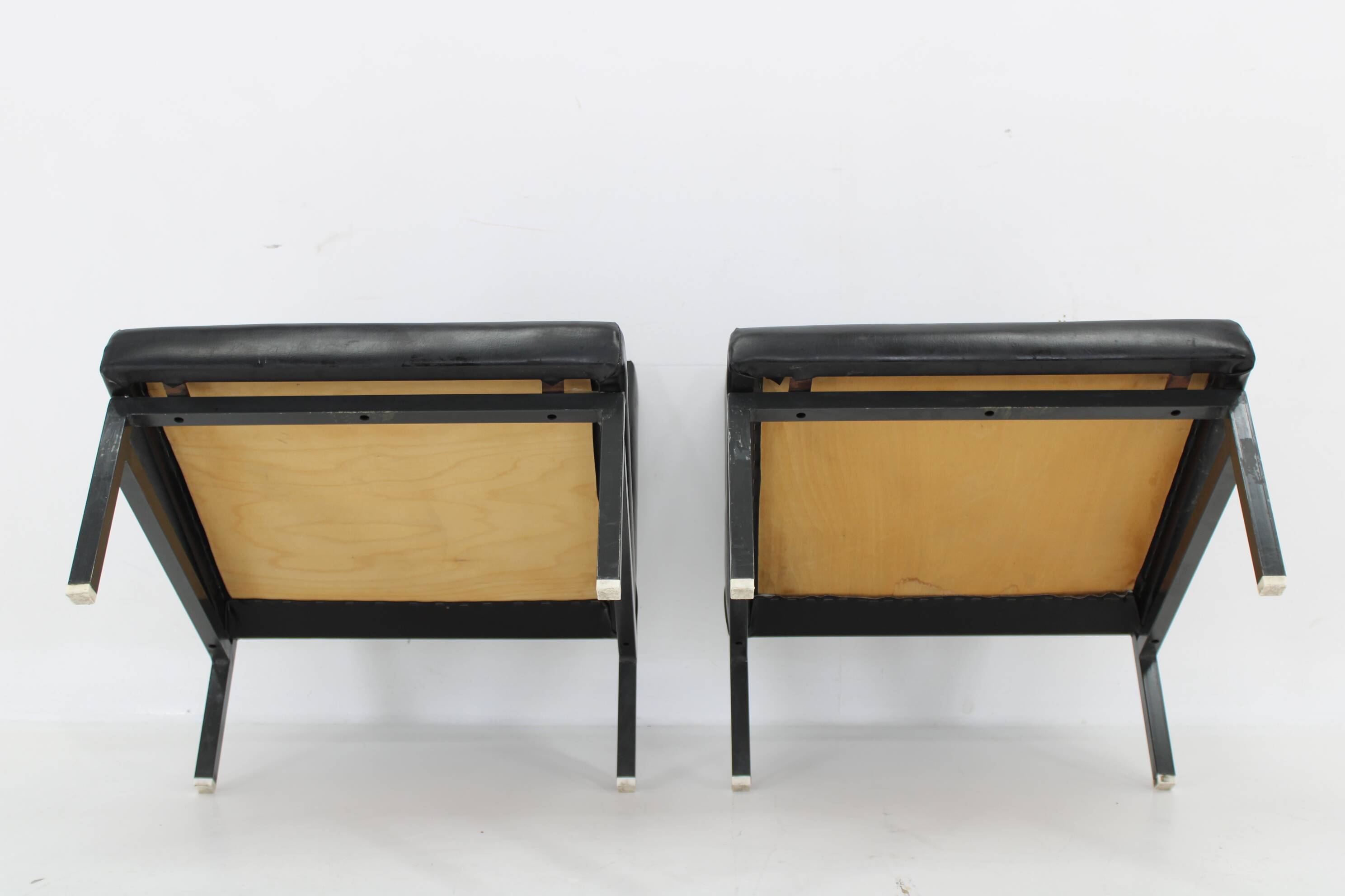 1970s Pair of Leatherette Lounge Chairs , Czechoslovakia