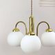 Lustre Mid-Century en Laiton et Opaline, Italie