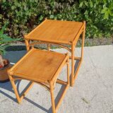 2 tables gigognes en rotin