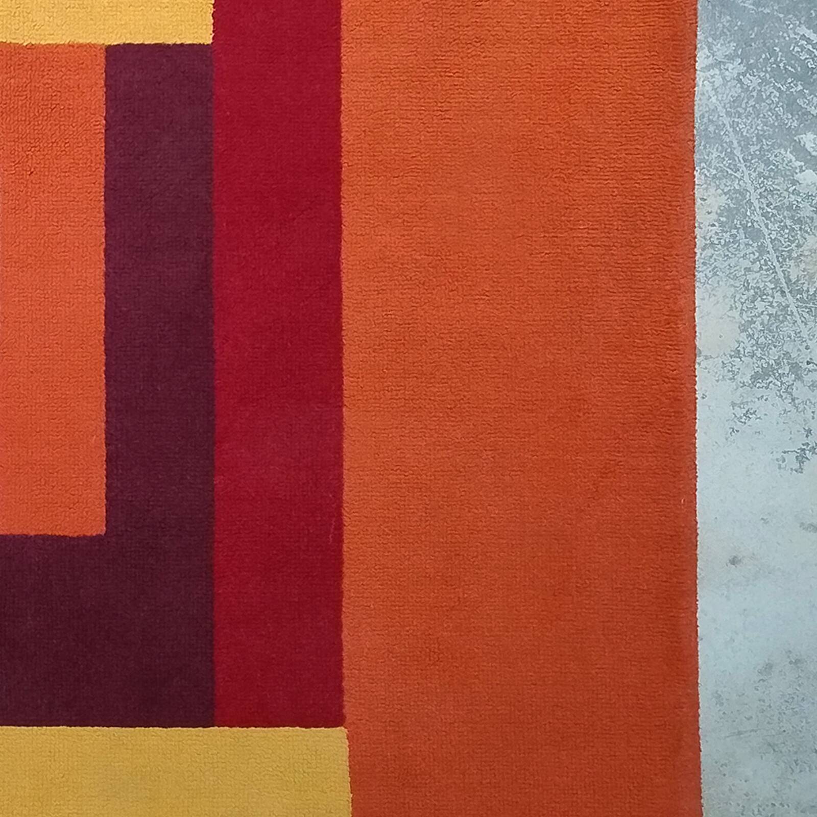 1970s Stunning Geometric Space Age Rug in Wool. Made in Italy