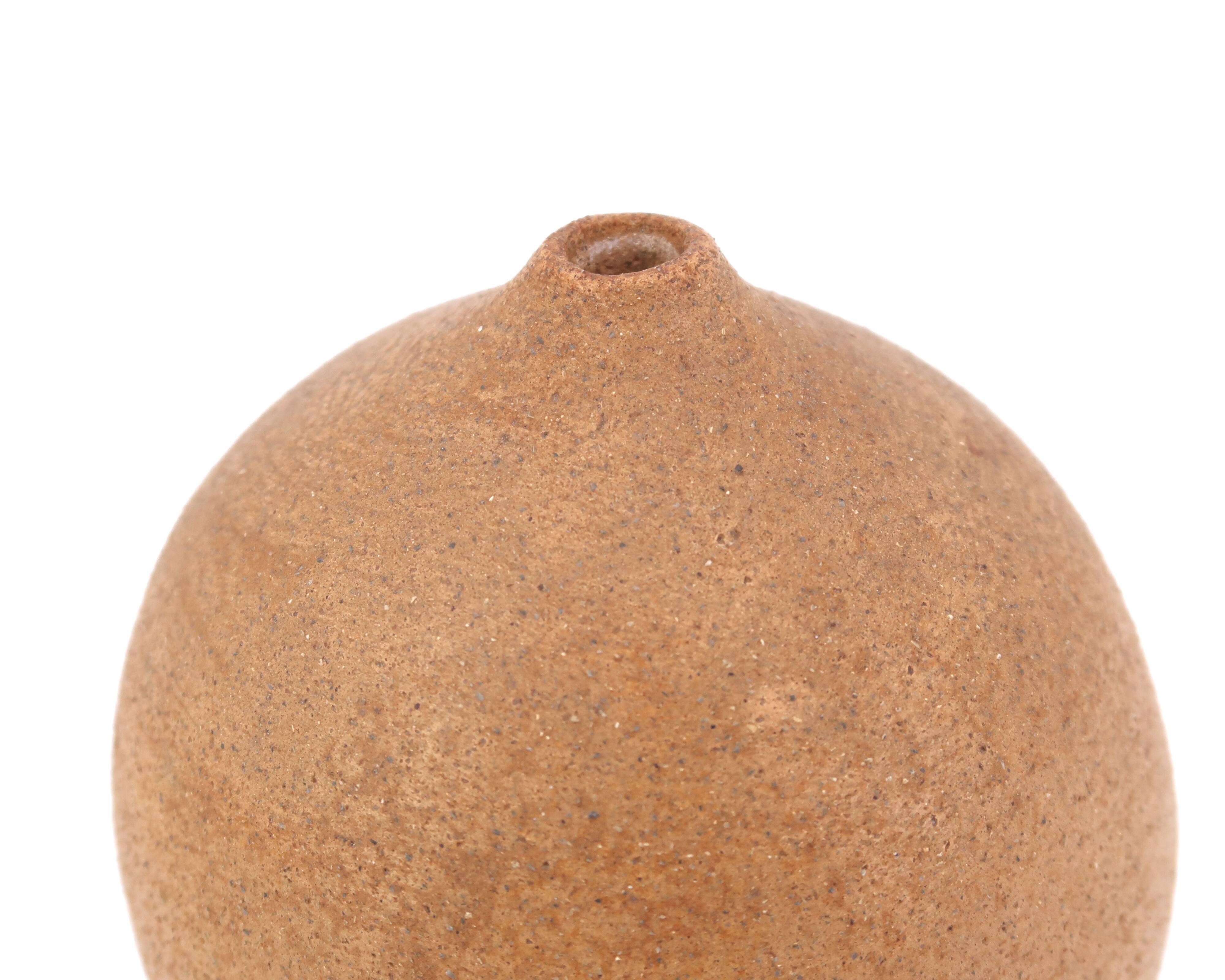 Signed chamotte sandstone ball vase, 1970s