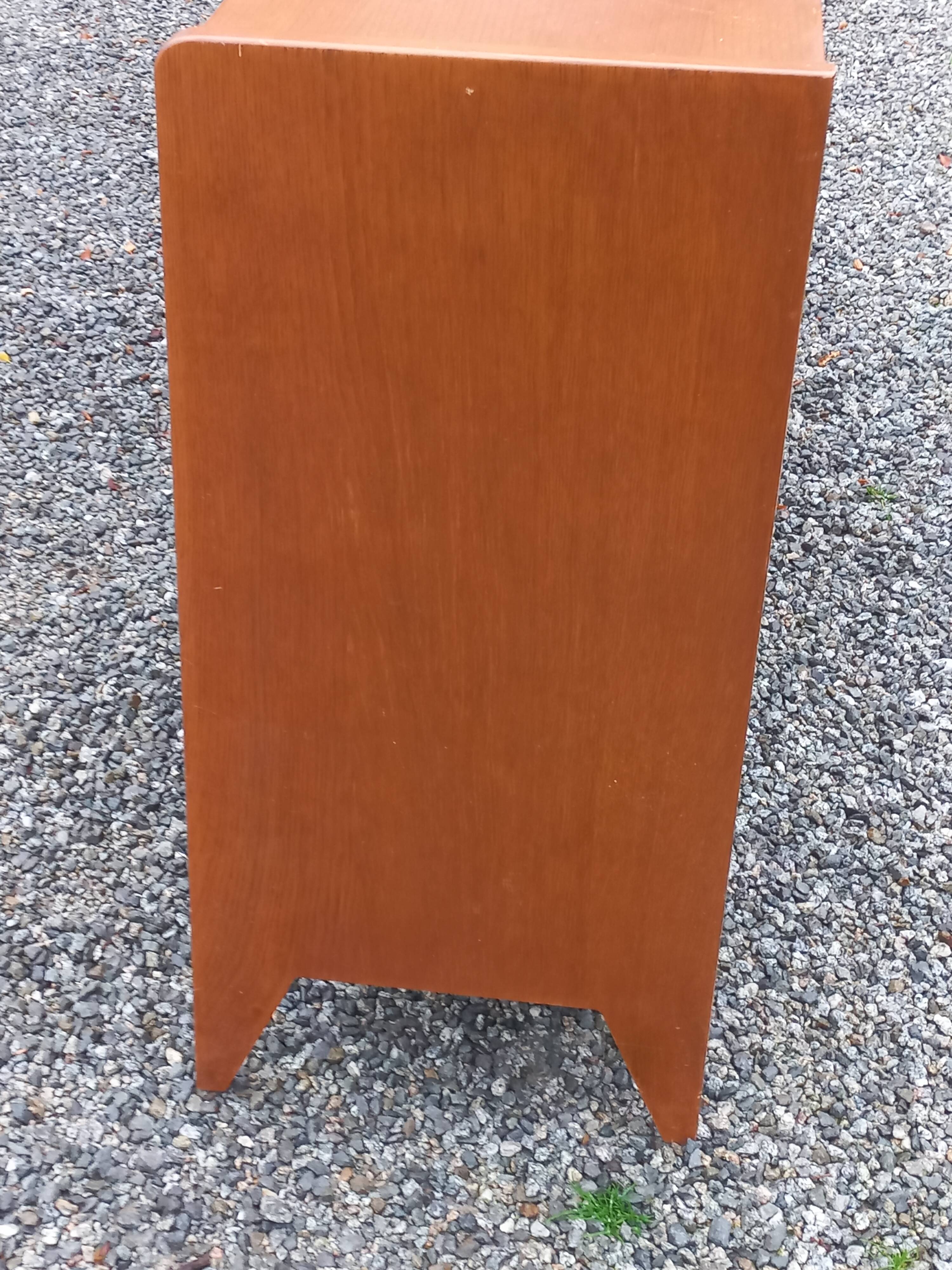 Enfilade vintage en chêne doré portes coulissantes pieds compas 1950