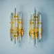 Pair of Venini wall lights, triedri glass, murano, Italy 1970