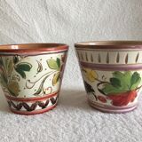Enamelled terracotta flower pots