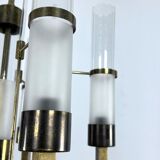 Sciolari, five arms brass and glass tube chandelier. Italy 1960s