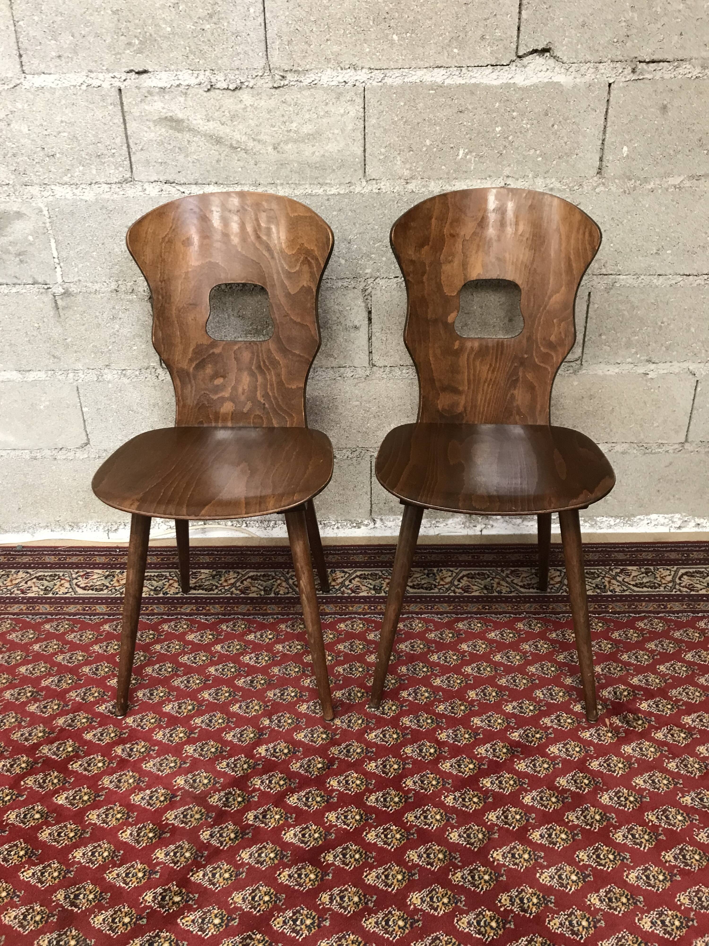 Pair chair bistro baumann gentian vintage 50/60