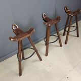 Mid century brutalist bar stools - set of 3, 1960s