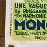 Old poster radio a wave of power and harmony in 1934, radio monopole a + 79 x 124