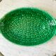 large bowl / dish in green Digoin slip, bamboo style, 50s-60s