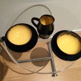 Quimper duo cups and under cups and its small milk jar