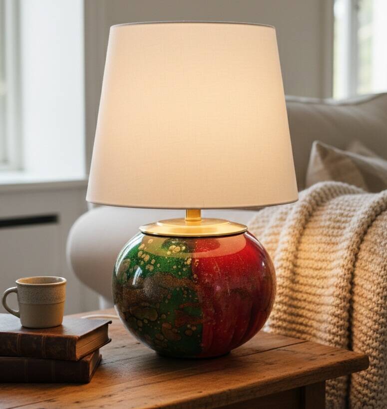 Lamp "Laque Line" Jean-Noël Bouillet (JNB) - Painted Glass Globe Signed