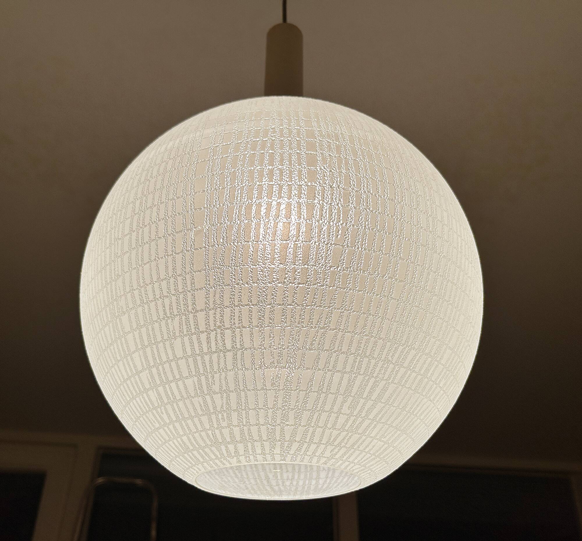 Large vintage glass ball pendant light, 60s