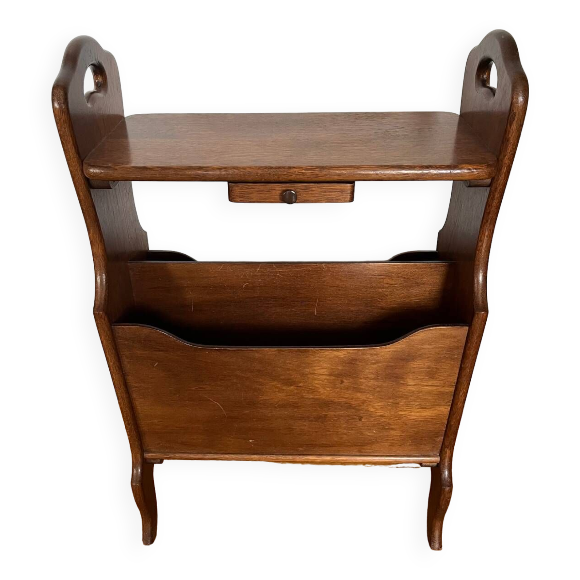 Vintage wooden end table magazine holder