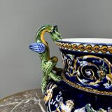 Gien earthenware vase with Renaissance decoration, 20th century.