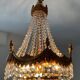 Lustre cascade en bronze et pampilles de cristal